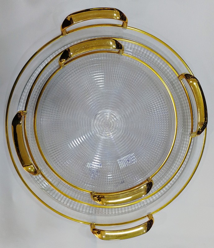 Gold Transparent Three Set Of Circle Tray