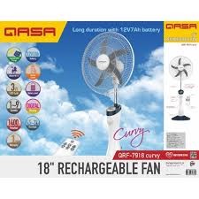 QASA QRF-7918 Curvy 18inch Rechargeable Fan